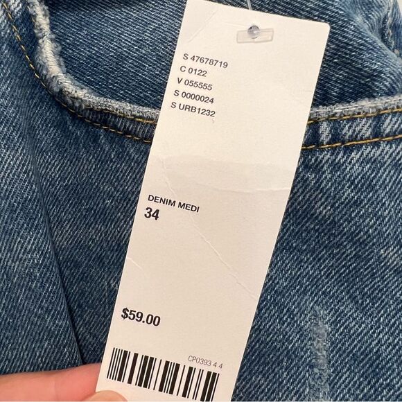 BDG High-Rise Mom Blue Jeans with Distressing in Women's Size 34 NWT - Picture 8 of 14